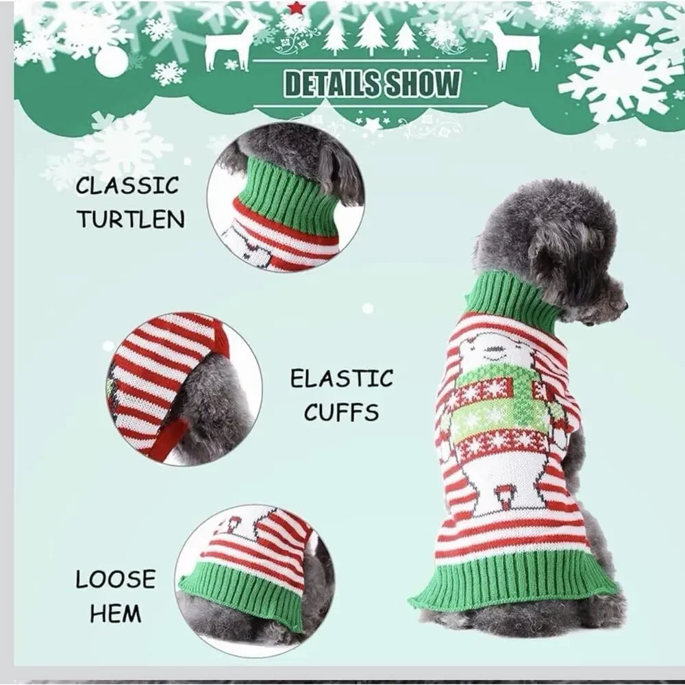 Tengzhi Dog Christmas Sweater Holiday Polar Bear Dog Small